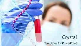  Presentation with test tube laboratory - Presentation design enhanced with science chemistry biology medicine background and a sky blue colored foreground