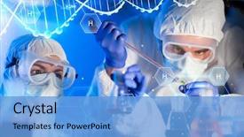  Presentation with dna structure - Audience pleasing PPT theme consisting of science chemistry biology medicine backdrop and a light blue colored foreground