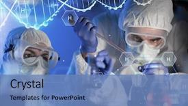  Presentation with chemistry formula - PPT theme with science chemistry biology medicine background and a teal colored foreground