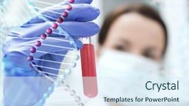  Presentation with test tube laboratory - Slide deck featuring science chemistry biology medicine background and a sky blue colored foreground