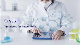  Presentation with chemistry tablet - Slides featuring science chemistry biology medicine background and a sky blue colored foreground