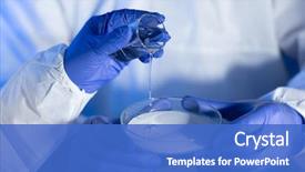  Presentation with petri dish - Slide set having science chemistry and people concept background and a teal colored foreground