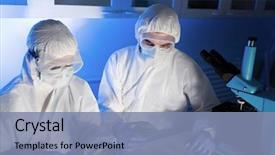  Presentation with petri dish - Slide deck enhanced with science chemistry and people concept background and a seafoam green colored foreground