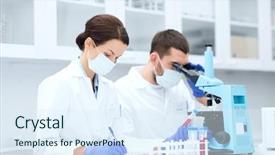  Presentation with test tube laboratory - Slide set with science chemistry technology biology background and a sky blue colored foreground