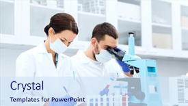  Presentation with test tube laboratory - Presentation design with science chemistry technology biology background and a sky blue colored foreground