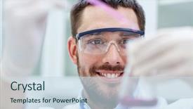  Presentation with clinical research - Beautiful PPT theme featuring science chemistry technology biology backdrop and a sky blue colored foreground