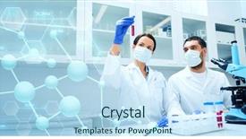  Presentation with test tube laboratory - Colorful slide deck enhanced with science chemistry technology biology backdrop and a sky blue colored foreground