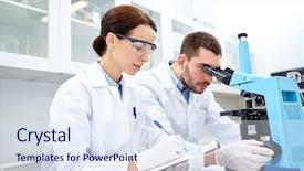  Presentation with reagent - Presentation design with science chemistry technology biology background and a sky blue colored foreground