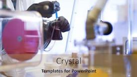  Presentation with biology - PPT layouts enhanced with science chemistry technology biology and people concept - close up of scientists hands carrying out research experiments in a lab color toned image background and a coral colored foreground