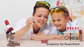  Presentation with chemical experiment - Theme having science class doing a chemical background and a coral colored foreground