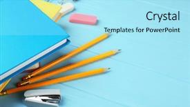  Presentation with club - PPT theme featuring science club - colorful notebooks and office supplies background and a arctic colored foreground