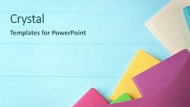  Presentation with club - Amazing slides having science club - colorful notebooks on wooden background backdrop and a cool aqua colored foreground