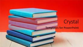  Presentation with old diary - Beautiful slide set featuring science club - stack of old hardback books backdrop and a red colored foreground