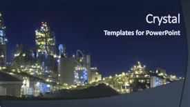  Presentation with chemical plant - Theme consisting of science coal power - night panorama image of chemical background and a navy blue colored foreground