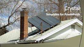  Presentation with sustainability solar energy panels - Presentation theme featuring science coal power - solar panels on the top background and a gray colored foreground