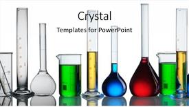  Presentation with flasks - Cool new PPT theme with science collage - chemical flasks with reagents collection backdrop and a white colored foreground