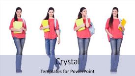  Presentation with student - Beautiful presentation theme featuring science collage - young female student isolated backdrop and a light blue colored foreground