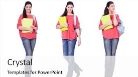  Presentation with female college student uti - Amazing presentation theme having science collage - young female student isolated backdrop and a  colored foreground