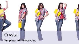  Presentation with worried female college student for health check up - Beautiful slides featuring science collage - young female student isolated backdrop and a light blue colored foreground