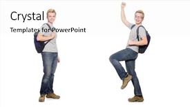  Presentation with student - Theme with science collage - young student isolated on white background and a white colored foreground