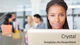  Presentation with african american in computer - Amazing PPT theme having science company - african woman working as programmer backdrop and a lemonade colored foreground