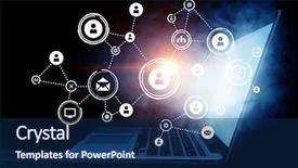  Presentation with networking - Amazing presentation theme having science company - concept of global networking backdrop and a navy blue colored foreground