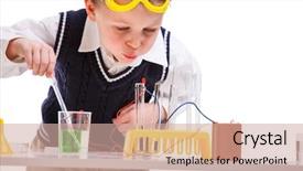  Presentation with chemistry - Cool new slides with science electricity - young boy performing chemistry experiments backdrop and a coral colored foreground