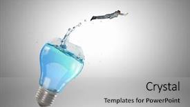  Presentation with clear water - Beautiful slide deck featuring conceptual image with light bulb filled with clear water backdrop and a light gray colored foreground