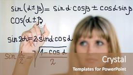  Presentation with math - Cool new PPT theme with girl writing math formulas backdrop and a coral colored foreground