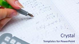  Presentation with work from hom - Presentation theme with engineering math - home work calculation with pen background and a  colored foreground
