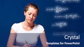  Presentation with math - Slide set featuring engineering math - laughing woman is sitting background and a navy blue colored foreground