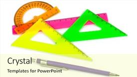  Presentation with isolated paw prints over white - Presentation theme enhanced with multicolored rulers and pencil isolated background and a blonde colored foreground