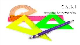  Presentation with science - PPT theme enhanced with multicolored rulers and pencil isolated background and a white colored foreground