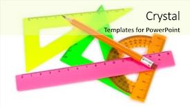  Presentation with pencil scantron - Slides with multicolored rulers and pencil isolated background and a blonde colored foreground