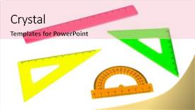  Presentation with background - PPT theme enhanced with multicolored rulers isolated on white background and a blonde colored foreground