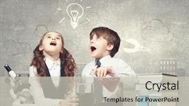  Presentation with cute science - Beautiful theme featuring science experiment - cute girl and boy backdrop and a soft green colored foreground