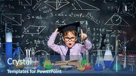  Presentation with educational - Presentation theme enhanced with science experiment - little boy scientist background and a ocean colored foreground