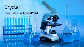  Presentation with laboratory equipment - PPT layouts featuring science experiment laboratory equipment development background and a light blue colored foreground