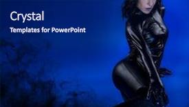  Presentation with blue neon - Colorful presentation design enhanced with science fiction background - sci-fi woman in blue neon backdrop and a dark gray colored foreground