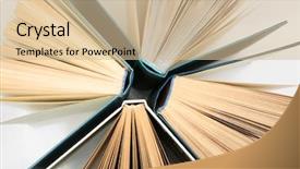  Presentation with science fiction - Presentation theme having science fiction school - group of books on white background and a  colored foreground