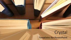  Presentation with science fiction - Cool new PPT theme with science fiction school - heart of books on wooden backdrop and a  colored foreground