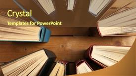  Presentation with fiction - Presentation theme featuring science fiction school - heart of books on wooden background and a tawny brown colored foreground