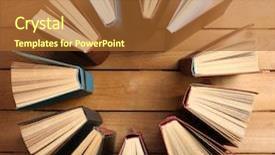  Presentation with fiction - Presentation theme featuring science fiction school - heart of books on wooden background and a red colored foreground