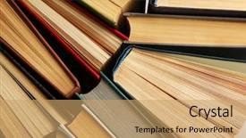  Presentation with science fiction - Cool new presentation theme with science fiction school - pile of books macro view backdrop and a  colored foreground