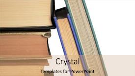  Presentation with library - Colorful slides enhanced with science fiction teaching - stacked library reference books backdrop and a  colored foreground