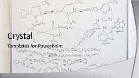  Presentation with chemistry - Beautiful slide deck featuring science formulas on white board backdrop and a light gray colored foreground