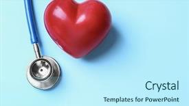  Presentation with stethoscope and red heart health - Colorful theme enhanced with science frequency - stethoscope and red heart backdrop and a cool aqua colored foreground