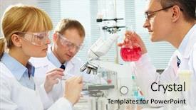  Presentation with substance - Audience pleasing presentation design consisting of studying new substance in laboratory backdrop and a light gray colored foreground