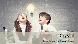  Presentation with cute science - Beautiful PPT layouts featuring science kids - cute girl and boy backdrop and a soft green colored foreground