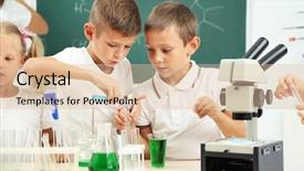  Presentation with biochemistry - Colorful presentation design enhanced with science lab - cute pupils doing biochemistry research backdrop and a lemonade colored foreground